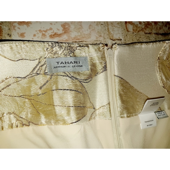 Tahari ASL Gold Natural Flora Jacquard Skirt - Picture 13 of 16